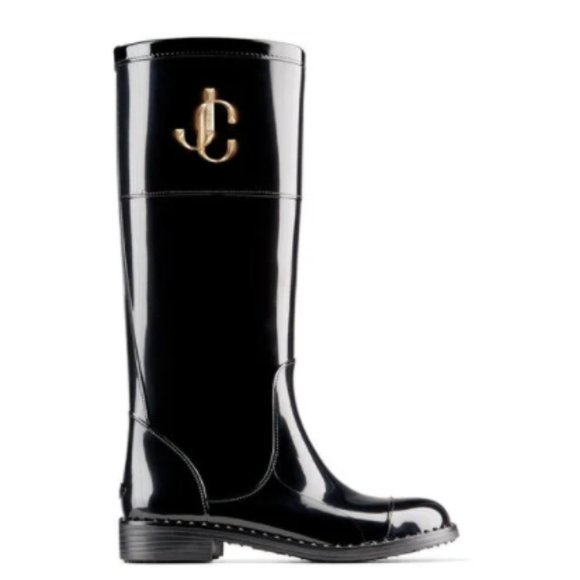 JIMMY CHOO TPU Rubber Edith JC Rain Boots Black - Picture 4 of 8